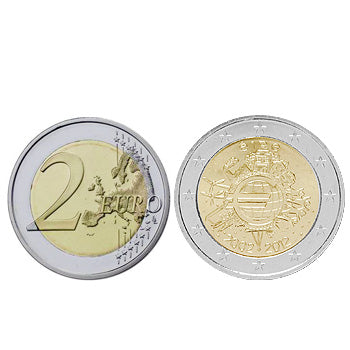2 Euros 10 Aniversário da Moeda Euro Irlanda 2012