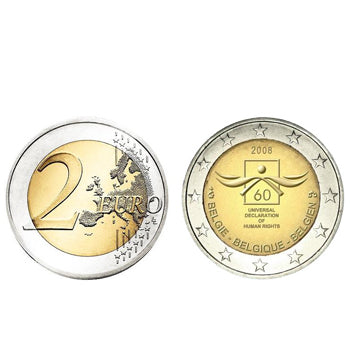 2 Euros 60 Aniversário Direitos Humanos Bélgica 2008
