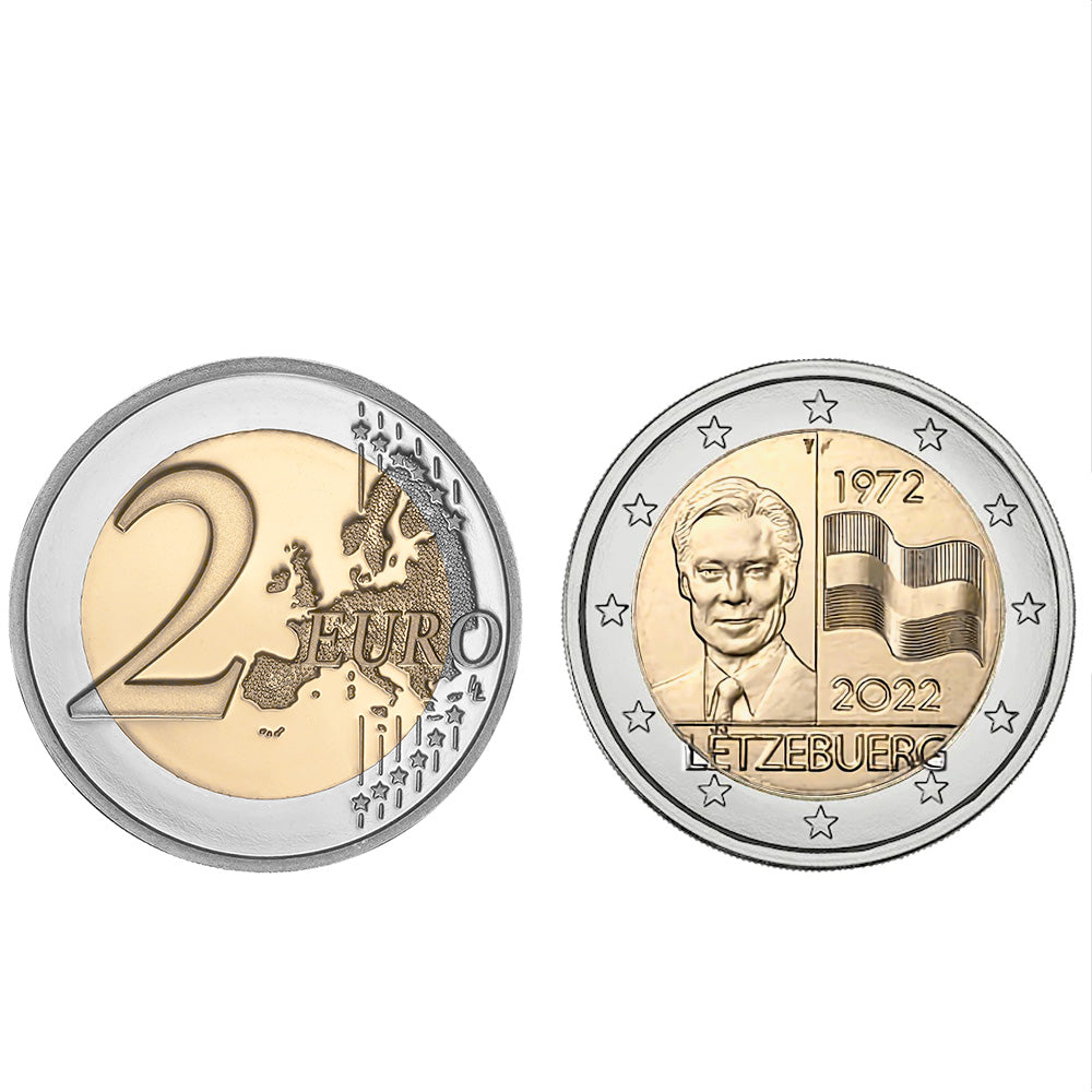 Moeda 2 Euro 50 Anos da Bandeira Luxemburgo 2022