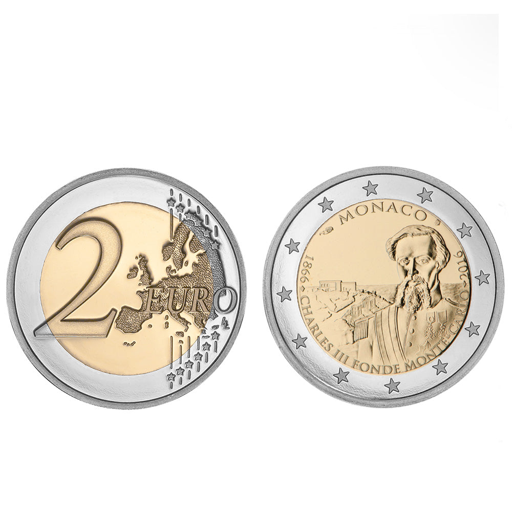 Moeda 2 Euros 150 Anos da Fundação do Casino Monte Carlos Mónaco 2016