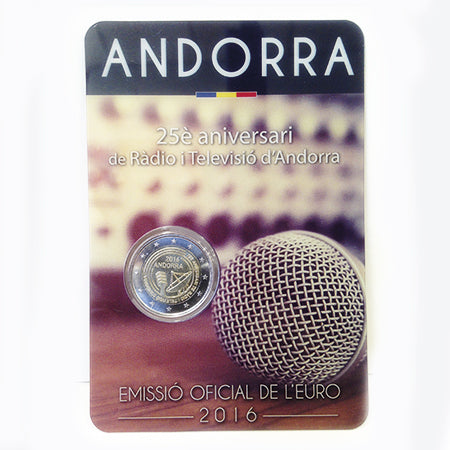 Moeda 2 Euros Andorra 2016 "25 Anos de Rádio e Televisão"