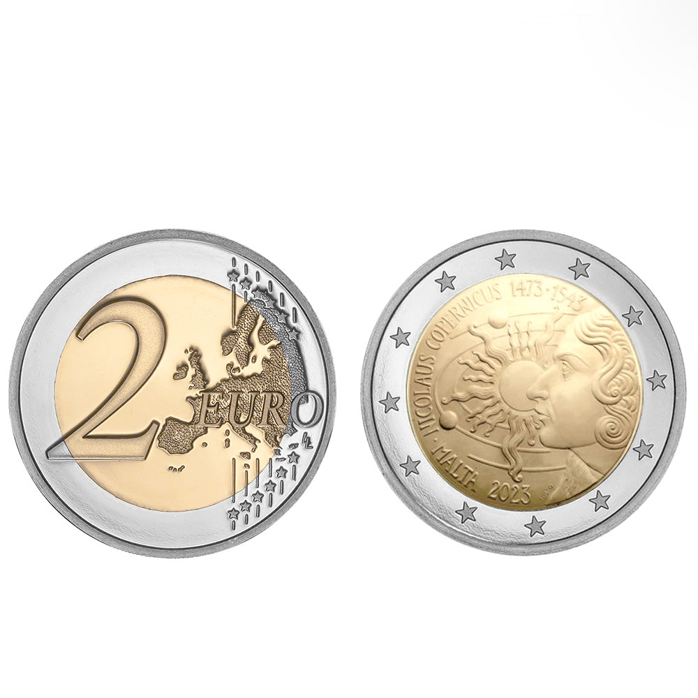 Moeda 2 Euros 550 Anos Nascimento Nicolaus Cupernicus Malta 2023