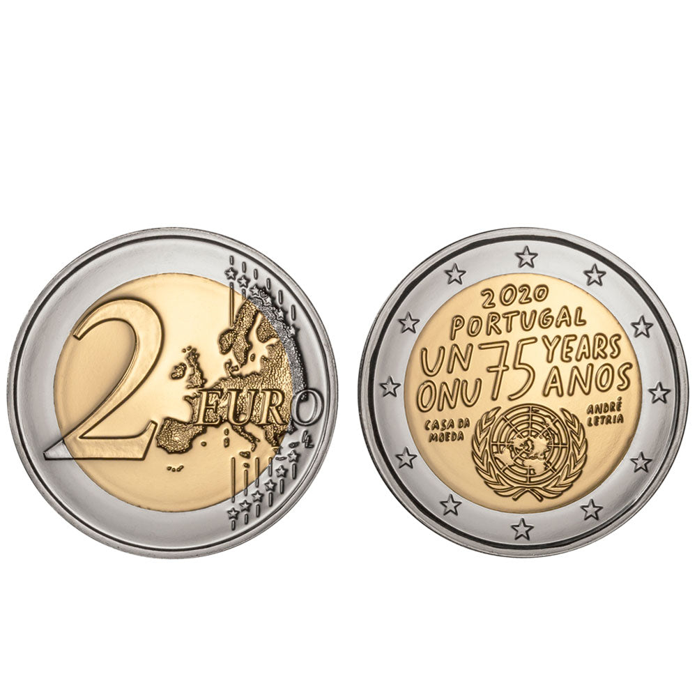 Moeda 2 Euro 75 anos da ONU Portugal 2020 BNC