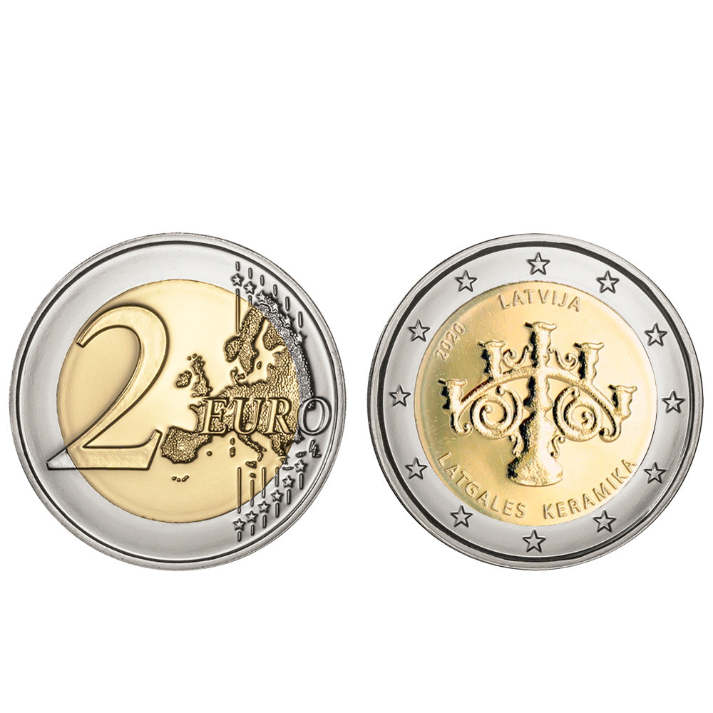 Moeda 2 Euros Ceramica Latgale Letónia 2020