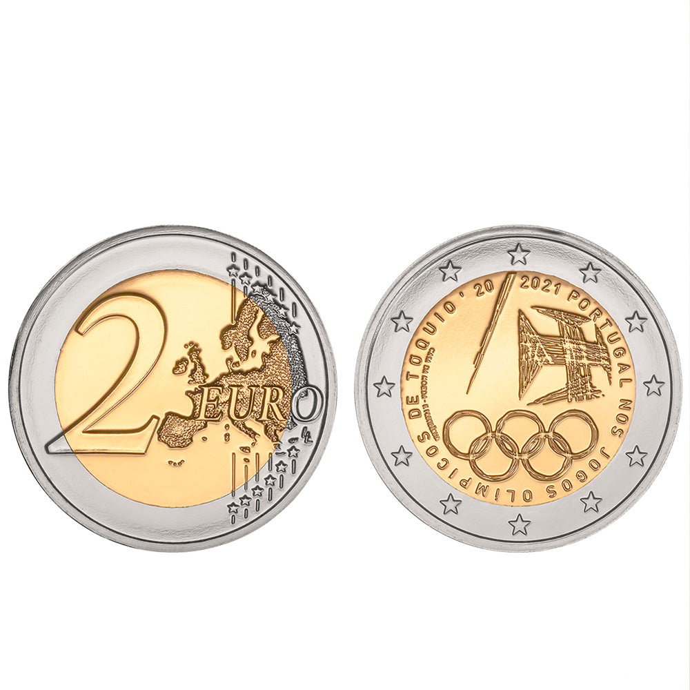 Moeda 2 Euros Portugal nos jogos Olímpicos de Tóquio Portugal 2021 BNC