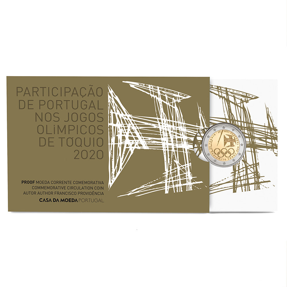 Moeda 2 Euros Portugal nos jogos Olímpicos de Tóquio Portugal 2021 Proof