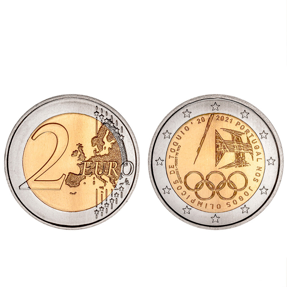Moeda 2 Euros Portugal nos jogos Olímpicos de Tóquio Portugal 2021 Normal