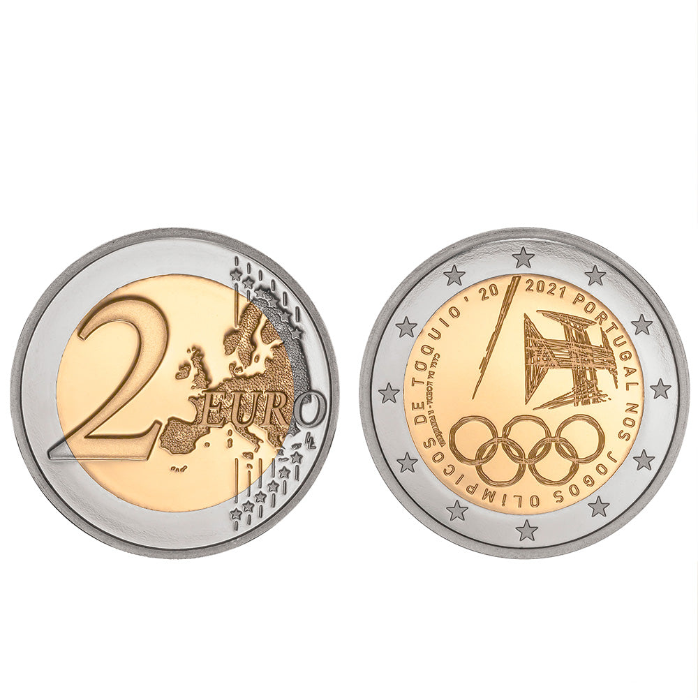 Moeda 2 Euros Portugal nos jogos Olímpicos de Tóquio Portugal 2021 Proof
