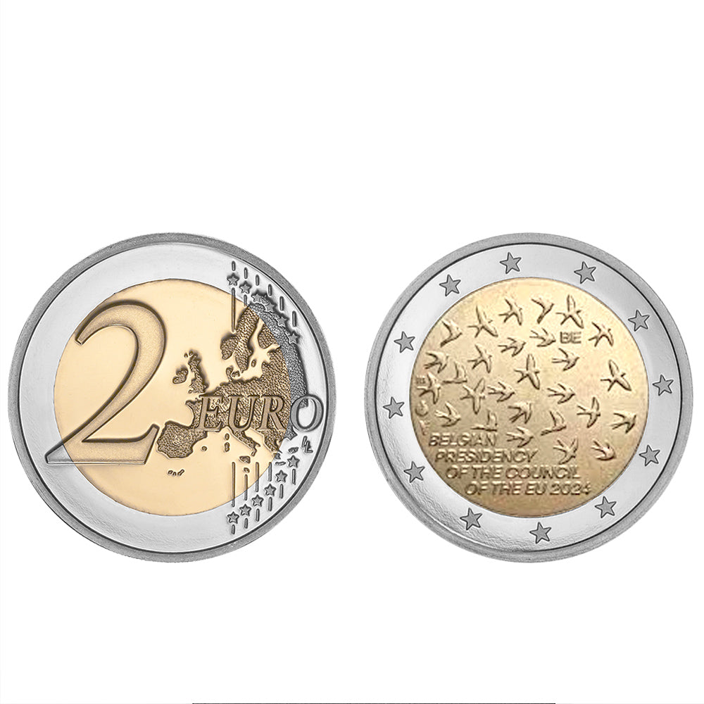 Moeda 2 Euro Presidência da Bélgica da UE Bélgica 2024 (UNC retirada de Rolo)