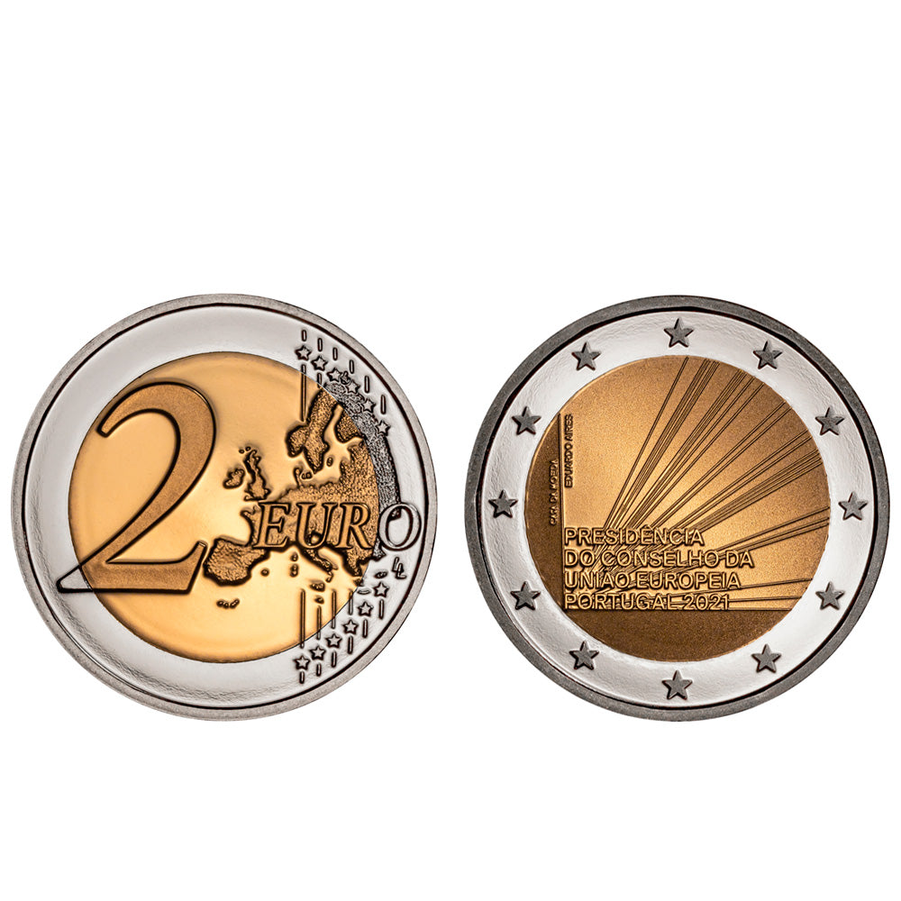 Moeda 2 Euros Presidência Portuguesa da União Europeia Portugal 2021 Proof