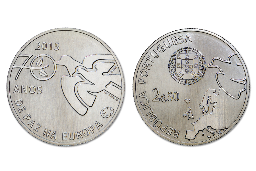 Moeda 2,5€ Comemorativa 70 Anos Paz na Europa - Portugal 2015