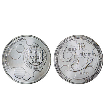 Moeda 10€ XXV Aniv.º Adesão de Portugal e Espanha à União Europeia 2011 Cuproniquel