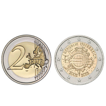 2 Euros 10 Aniversário da Moeda Euro Austria 2012