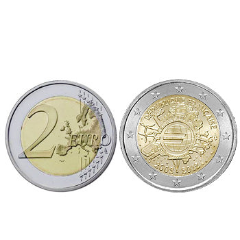 2 Euros 10 Aniversário da Moeda Euro França 2012
