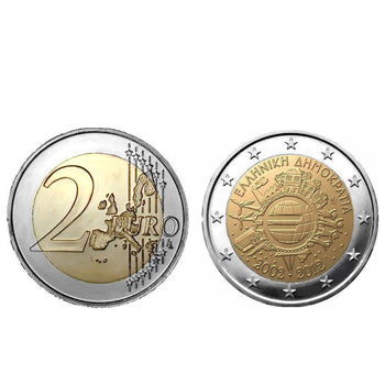 2 Euros 10 Aniversário da Moeda Euro Grécia 2012