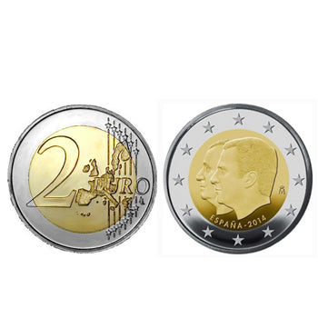 2 Euros Juan Carlos e Filipe VI Espanha (Sucessão do Trono)  2014