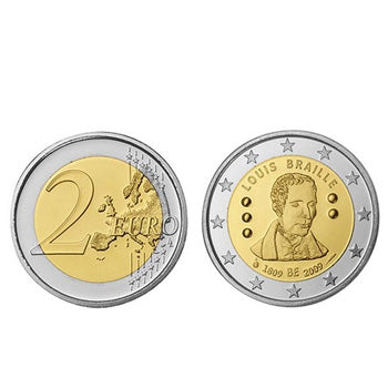 2 Euros Luís Braille Bélgica 2009