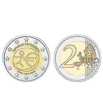 2 Euros 10 Aniversário da UEM Austria 2009
