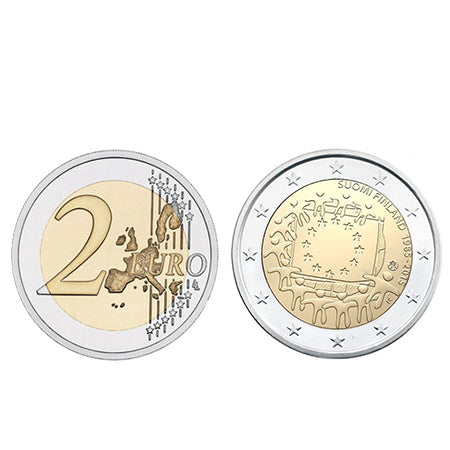 Moeda 2 Euros 30 Anos da Bandeira da Europa Finlândia 2015