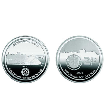 Moeda 2,5€ Centro Histórico do Porto 2008 Cuproníquel