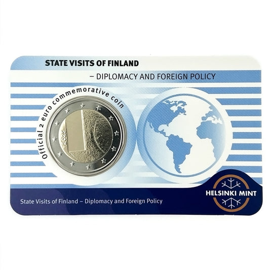 Moeda 2 Euro Visitas de Estado da Finlândia Diplomacia e Política Externa Finlândia 2025 Coincard