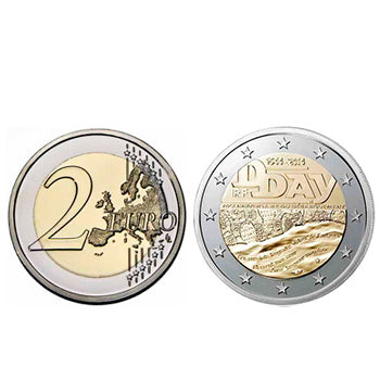 2 Euros Desembarque  Normandia França "Dia D" 2014