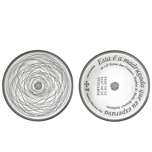 Moeda 10 Euros 50 Anos da Revolução de 25 Abril 1974 Portugal 2024 Prata Proof