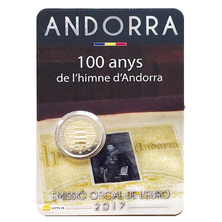 Moeda 2 Euros 100 Anos Hino Andorra 2017