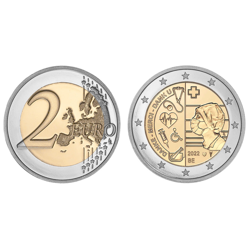 Moeda 2 Euro Profissionais de Saúde Bélgica 2022 (Coincard)