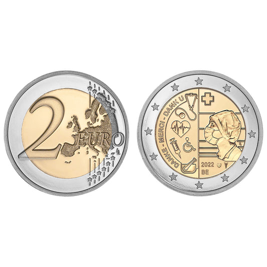 Moeda 2 Euro Profissionais de Saúde Bélgica 2022 (Coincard)