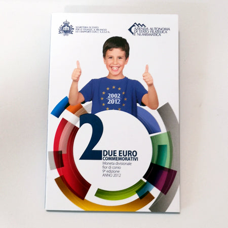 Moeda 2 Euros 10 Anos Circulação do Euro S. Marino 2012