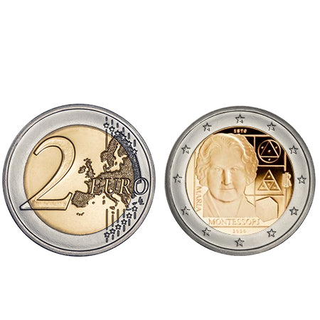 Moeda 2 Euros 150 Anos Nascimentos Maria Montessori de Itália 2020