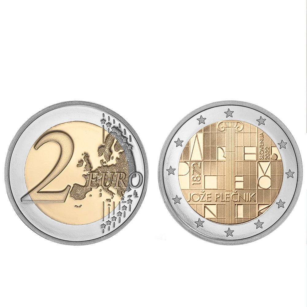 Moeda 2 Euros 150 Anos Nascimento Arquitecto Joze Plecnik Eslovénia 2022