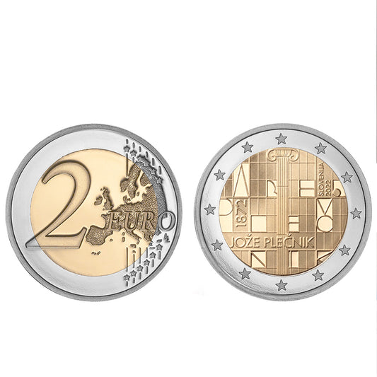 Moeda 2 Euros 150 Anos Nascimento Arquitecto Joze Plecnik Eslovénia 2022