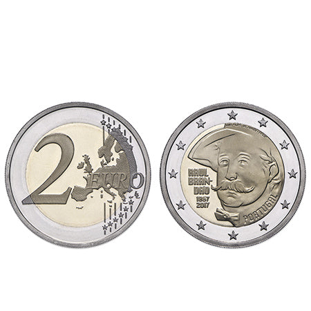 Moeda 2 Euro 150 Anos Nascimento Raul Brandão Portugal 2017 Proof