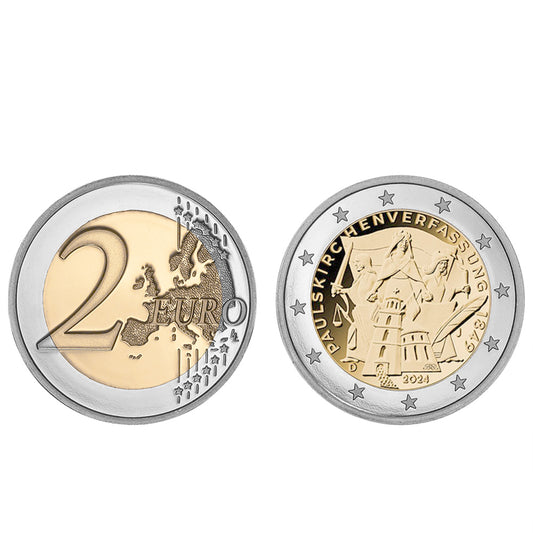 Moeda 2 Euro 175 Anos Constituição de Paulskirche Alemanha 2024 D