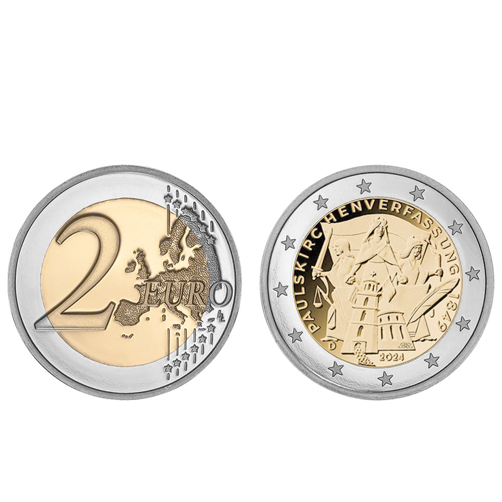 Moeda 2 Euro 175 Anos Constituição de Paulskirche Alemanha 2024 F
