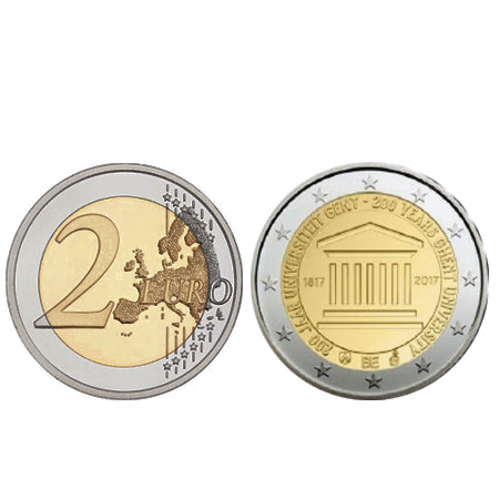 Moeda 2 Euro 200 Anos da Universidade de Gent Bélgica 2017 (Coincard)