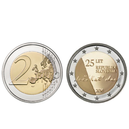 Moeda 2 Euros  Eslovénia 2016 25 Aniversário Independência