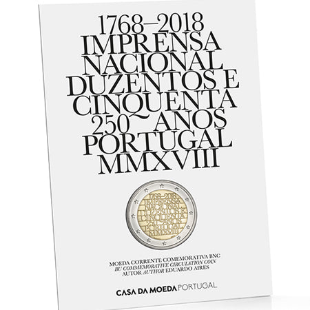 Moeda 2 Euro 250 Anos Imprensa Nacional Portugal 2018 BNC