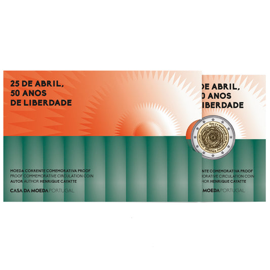 Moeda 2 Euros 50 Anos da Revolução de 25 Abril 1974 Portugal 2024 Proof