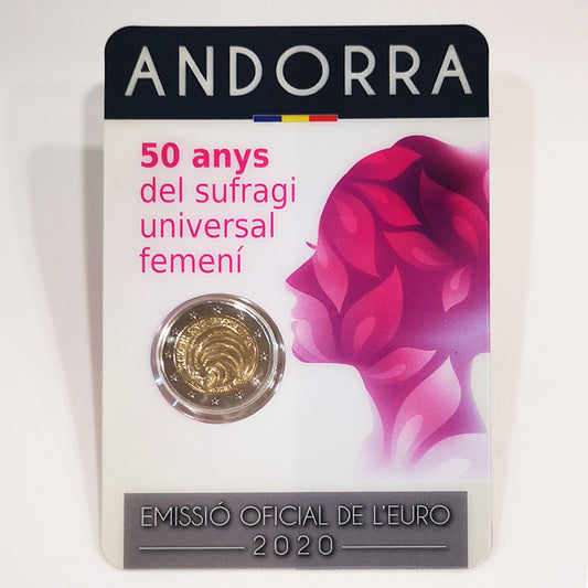 Moeda 2 Euros 50 Anos Sufrágio Universal Feminino Andorra 2020