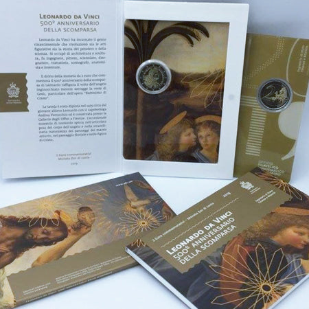 Moeda 2 Euro 500 Anos de Leonardo da Vinci San Marino 2019