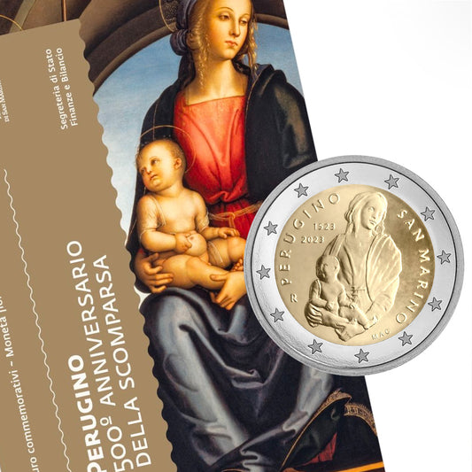 Moeda 2 Euro 500 Anos da morte de Perugino San Marino 2023