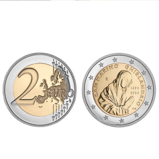 Moeda 2 Euros 530 anos da Morte de Ghirlandaio San Marino 2024 Coincard