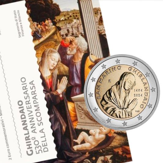 Moeda 2 Euros 530 anos da Morte de Ghirlandaio San Marino 2024 Coincard