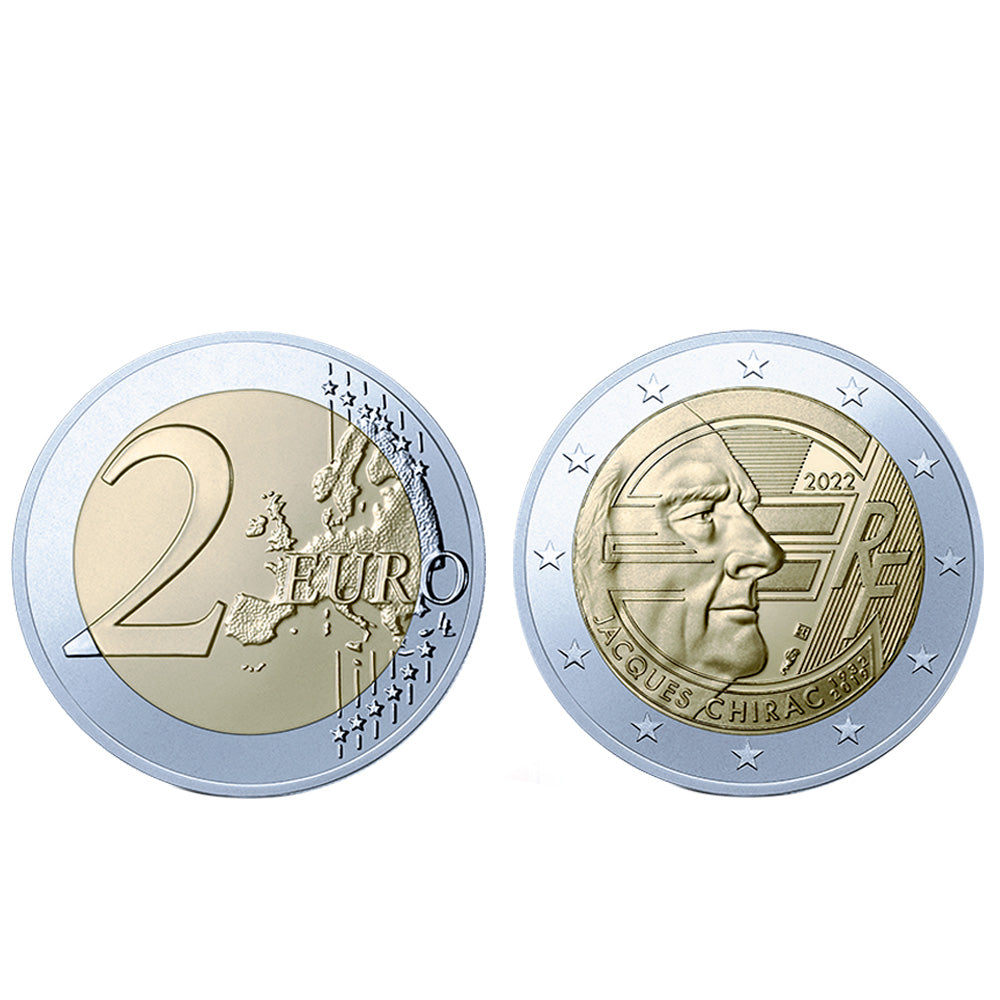 Moeda 2 Euros 90 Anos Nascimento de Jaques Chirac 2022 França 2022