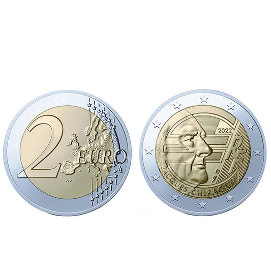 Moeda 2 Euros 90 Anos Nascimento de Jaques Chirac 2022 França 2022