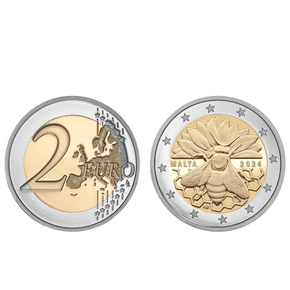 Moeda 2 Euros  Abelha Maltesa Malta 2024 UNC moeda retirada de rolo