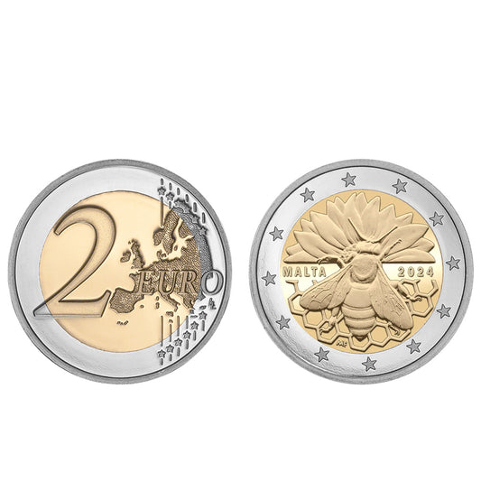 Moeda 2 Euros  Abelha Maltesa Malta 2024 UNC moeda retirada de rolo
